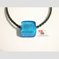 Glas Perle Smykke - Lysebl Firkant Med Slv - 1,5x2cm - Hul 0,5cm