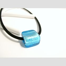 Glas Perle Smykke - Lysebl Firkant Med Slv - 1,5x2cm - Hul 0,5cm