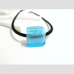 Glas Perle Smykke - Lysebl Firkant Med Slv - 1,5x2cm - Hul 0,5cm