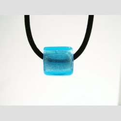 Glas Perle Smykke - Lysebl Firkant Med Slv - 1,5x2cm - Hul 0,5cm