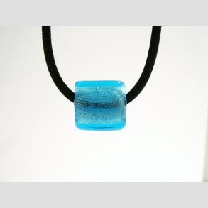 Glas Perle Smykke - Lysebl Firkant Med Slv - 1,5x2cm - Hul 0,5cm