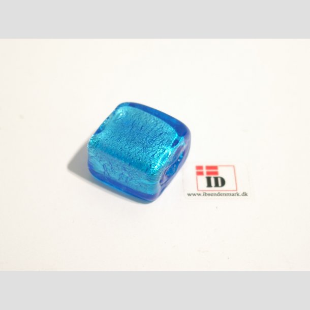 Glas Perle Smykke - Firkant Med Slv - 1,5x2cm - Hul 0,5cm Lysebl&aring;