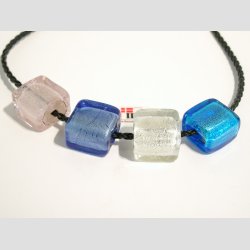 Glas Perle Smykke - Firkant Med Slv - 1,5x2cm - Hul 0,5cm