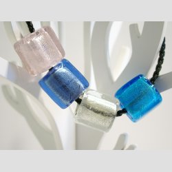 Glas Perle Smykke - Firkant Med Slv - 1,5x2cm - Hul 0,5cm