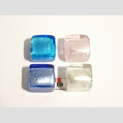 Glas Perle Smykke - Firkant Med Slv - 1,5x2cm - Hul 0,5cm