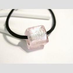 Glas Perle Smykke - Lyserd Firkant Med Slv - 1,5x2cm - Hul 0,5cm