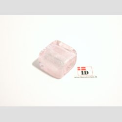 Glas Perle Smykke - Lyserd Firkant Med Slv - 1,5x2cm - Hul 0,5cm