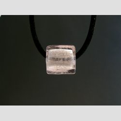 Glas Perle Smykke - Lyserd Firkant Med Slv - 1,5x2cm - Hul 0,5cm