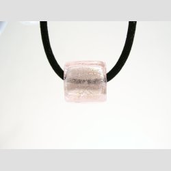 Glas Perle Smykke - Lyserd Firkant Med Slv - 1,5x2cm - Hul 0,5cm