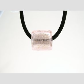 Glas Perle Smykke - Lyserd Firkant Med Slv - 1,5x2cm - Hul 0,5cm