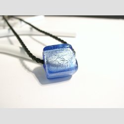 Glas Perle Smykke - Bl Firkant Med Slv - 1,5x2cm - Hul 0,5cm