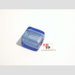 Glas Perle Smykke - Bl Firkant Med Slv - 1,5x2cm - Hul 0,5cm