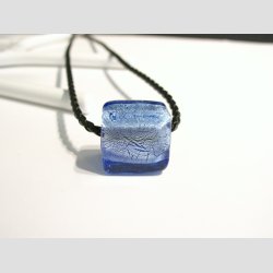 Glas Perle Smykke - Bl Firkant Med Slv - 1,5x2cm - Hul 0,5cm