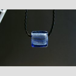 Glas Perle Smykke - Bl Firkant Med Slv - 1,5x2cm - Hul 0,5cm