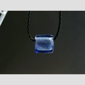 Glas Perle Smykke - Bl Firkant Med Slv - 1,5x2cm - Hul 0,5cm