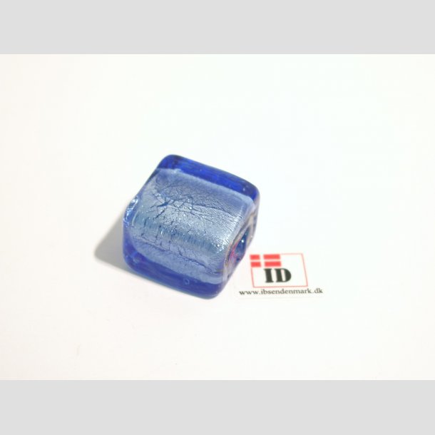 Glas Perle Smykke - Firkant Med Slv - 1,5x2cm - Hul 0,5cm Bl&aring;