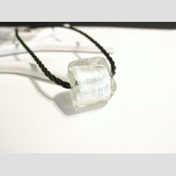 Glas Perle Smykke - Klar Firkant Med Slv - 1,5x2cm - Hul 0,5cm