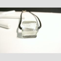 Glas Perle Smykke - Klar Firkant Med Slv - 1,5x2cm - Hul 0,5cm