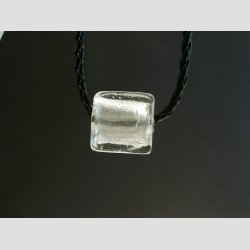 Glas Perle Smykke - Klar Firkant Med Slv - 1,5x2cm - Hul 0,5cm