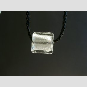 Glas Perle Smykke - Klar Firkant Med Slv - 1,5x2cm - Hul 0,5cm