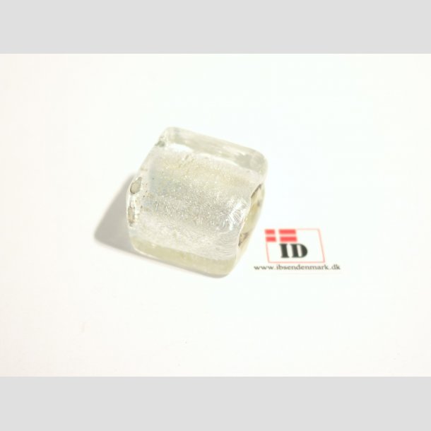 Glas Perle Smykke - Firkant Med Slv - 1,5x2cm - Hul 0,5cm Klar