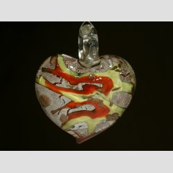 Glas Smykke Vedhng - Stor Glas Hjerte - Rd - 5-6cm