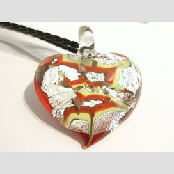 Glas Smykke Vedhng - Stor Glas Hjerte - Rd - 5-6cm