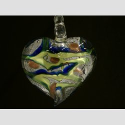 Glas Smykke Vedhng - Stor Glas Hjerte - Rd/Bl/Grn - 5-6cm