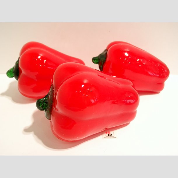 Glaskunst - Peber - Rd Glas Peber - 14cm Lngde - Dia 9cm