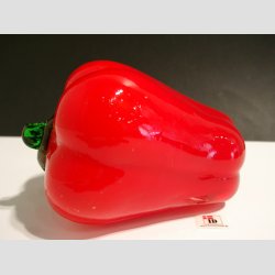 Glaskunst - Peber - Rd Glas Peber - 14cm Lngde - Dia 9cm