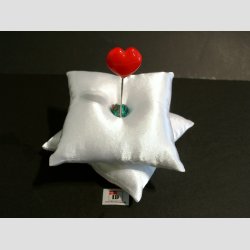 Husflid - Silke Nipsenlepuder - M/Glas Perler - Hvid - 9x9cm