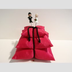 Husflid - Nipsenlepude - Pagode - 3stk - Rd - 15x15cm