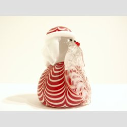 Glaskunst - Julemanden - Stribede - Rd/Hvid - 6,5cm