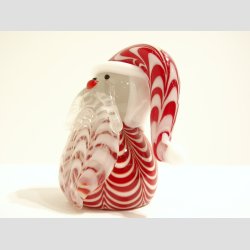 Glaskunst - Julemanden - Stribede - Rd/Hvid - 6,5cm