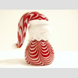 Glaskunst - Julemanden - Stribede - Rd/Hvid - 6,5cm