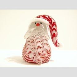 Glaskunst - Julemanden - Stribede - Rd/Hvid - 6,5cm