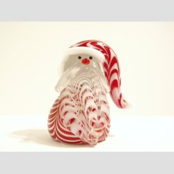 Glaskunst - Julemanden - Stribede - Rd/Hvid - 6,5cm