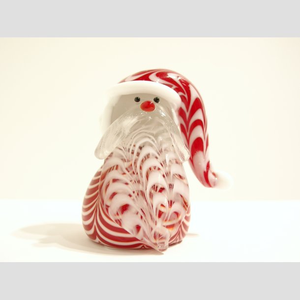 Glaskunst - Julemanden - Stribede - Rd/Hvid - 6,5cm