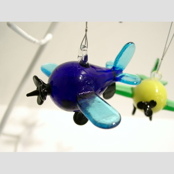 Glasfigur Flyver - Ophng - Med Stltrd - 7cm Bl&aring;