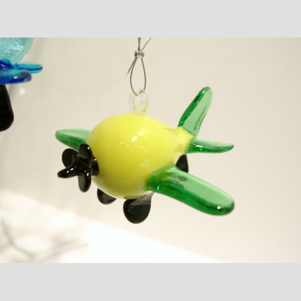 Glasfigur Flyver - Ophng - Med Stltrd - 7cm Gul