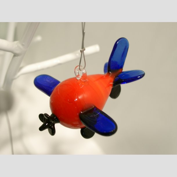 Glasfigur Flyver - Ophng - Med Stltrd - 7cm R&oslash;d