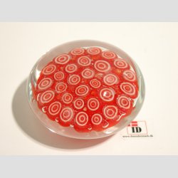 Brevpresser - I Glas Med Millefiori - Rd - Dia. 6cm