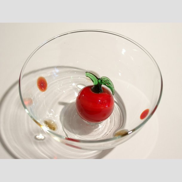 Glas Skle - Klar/Glas med Pletter - Med Fod - 7x12cm R&oslash;d