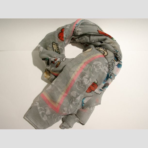 Trklde med Skulls - 180x110cm Gr&aring;