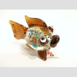 Glaskunst - Glas Slv Kuglefisk - Rund Med Millefiori - 7cm