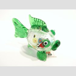 Glaskunst - Glas Slv Kuglefisk - Rund Med Millefiori - 7cm