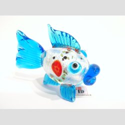 Glaskunst - Glas Slv Kuglefisk - Rund Med Millefiori - 7cm