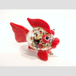 Glaskunst - Glas Slv Kuglefisk - Rund Med Millefiori - 7cm