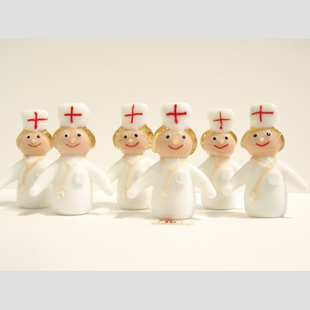 Glaskunst - Sygeplejerske - 5-6cm - 1 S�t med 6 stk