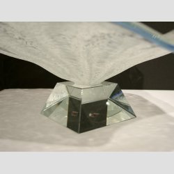 Glaskunst - Hndlavet Stor Glasfad p Krystal Fod - Dia 45cm - Hvid